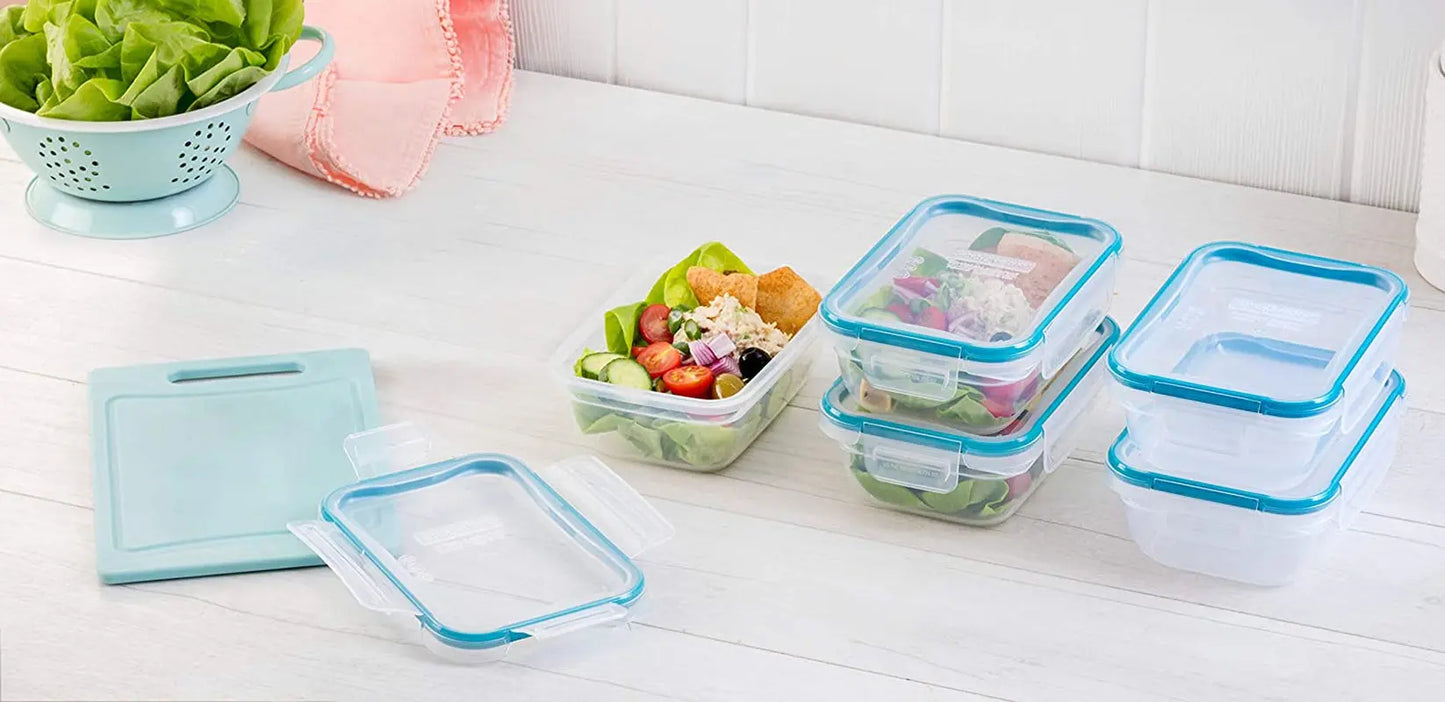 Total Solution 10-Pc Plastic Food Storage Containers with Lids, 3-Cup Rectangle Meal Prep Container, Non-Toxic, Bpa-Free Lids, Microwave, Dishwasher, and Freezer Safe, White