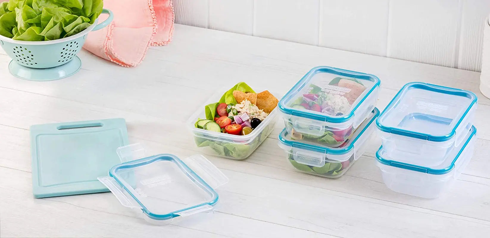 Total Solution 10-Pc Plastic Food Storage Containers with Lids, 3-Cup Rectangle Meal Prep Container, Non-Toxic, Bpa-Free Lids, Microwave, Dishwasher, and Freezer Safe, White