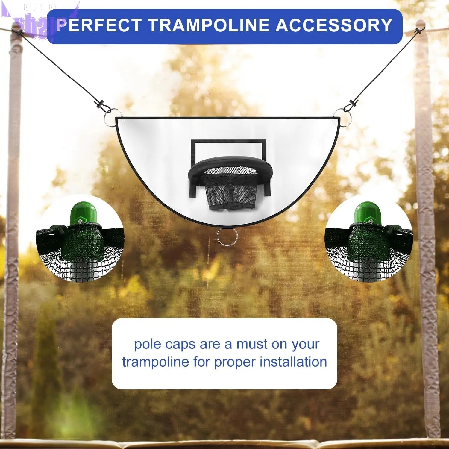 Trampoline Basketball Hoop, Breakaway Rim for Dunking Trampoline Basketball Attachment Goal Trampoline Accessory with Mini Basketballs for Basketball Lovers Kids Adults Indoor Outdoor Use