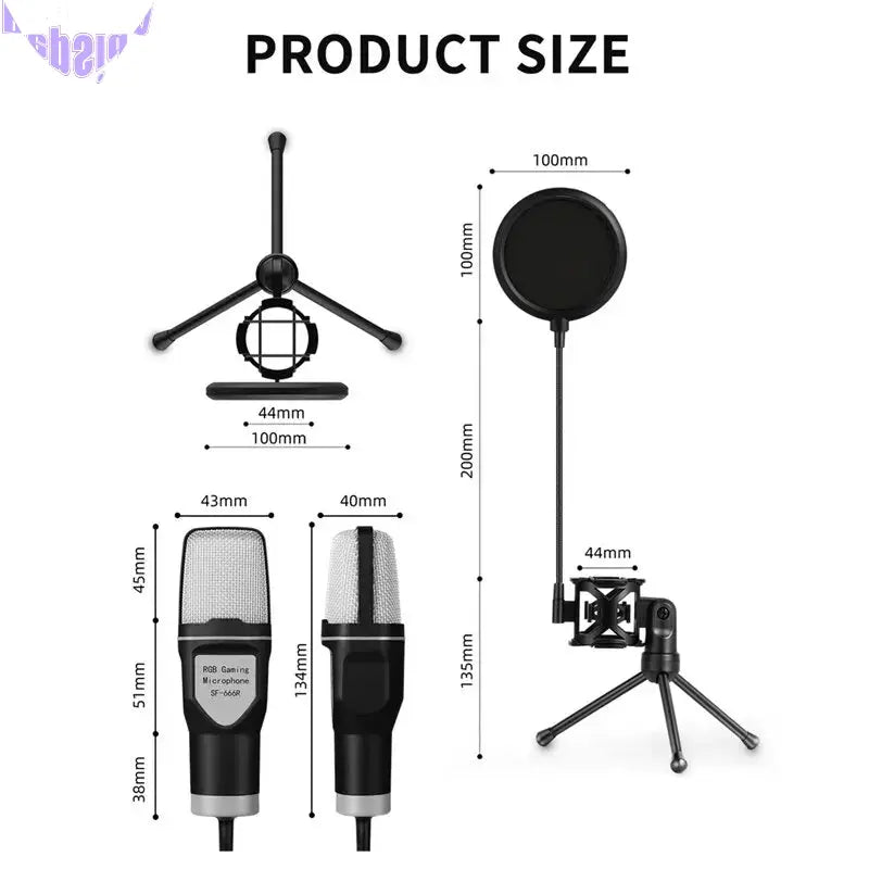 USB RGB Microphone Gaming Mic for Podcast & Streaming-3