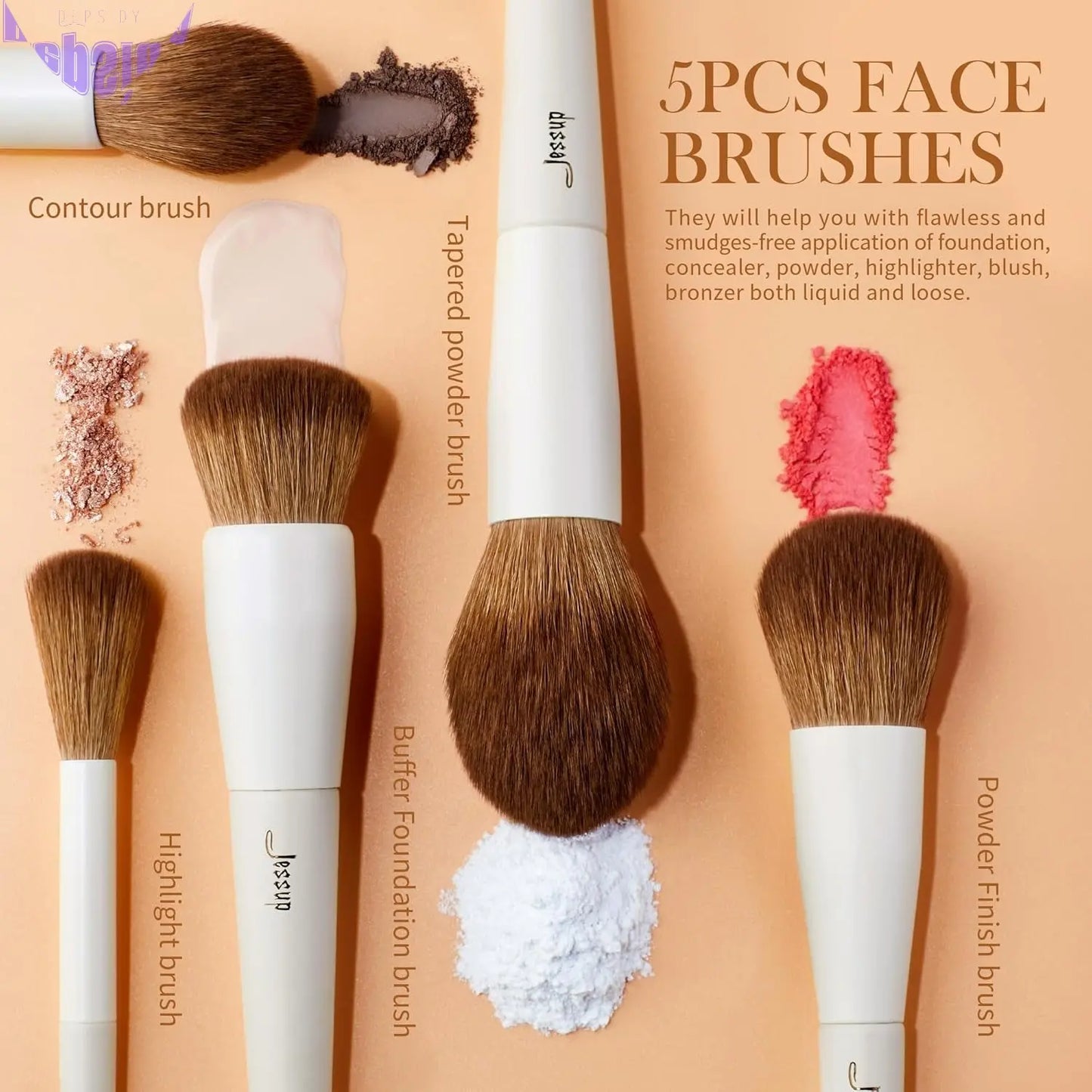 Unleash Your Inner Makeup Artist with the 5-Piece Vegan Brush Set - Fluffy Friends for Flawless Faces!