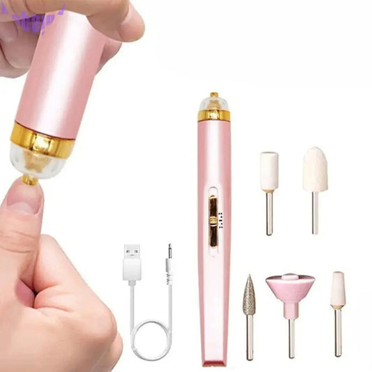 Vibe Geeks 5 IN 1 Electric Nail Drill Kit Full Manicure and Pedicure Tool - USB Rechargeable-0