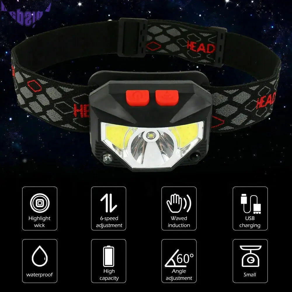 Vibe Geeks Bright Waterproof USB Rechargeable LED Head Lamp-3