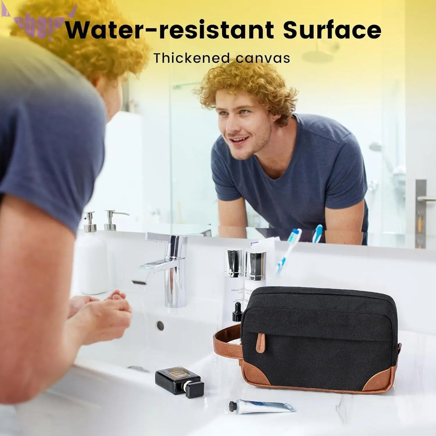 Premium Water-Resistant Hanging Toiletry Bag for Men - Stylish Black Dopp Kit with Organized Compartments, Ideal for Travel