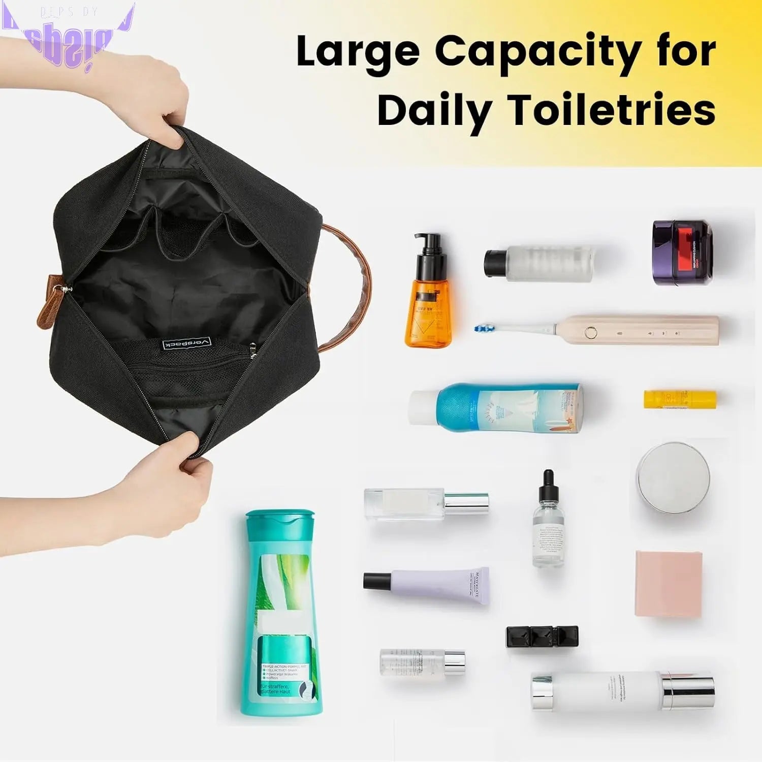 Premium Water-Resistant Hanging Toiletry Bag for Men - Stylish Black Dopp Kit with Organized Compartments, Ideal for Travel