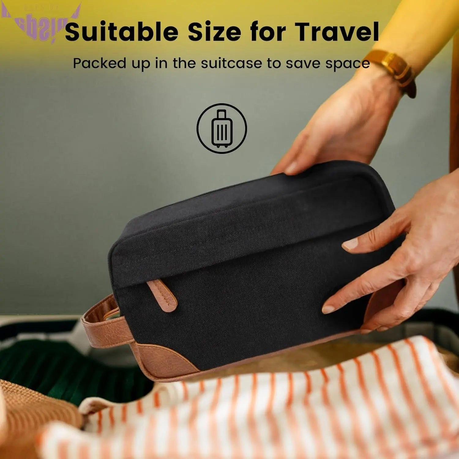 Premium Water-Resistant Hanging Toiletry Bag for Men - Stylish Black Dopp Kit with Organized Compartments, Ideal for Travel