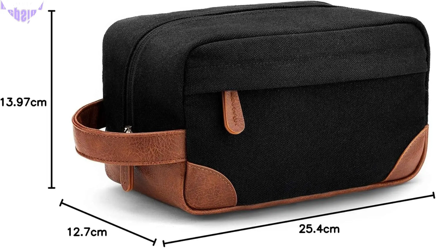 Premium Water-Resistant Hanging Toiletry Bag for Men - Stylish Black Dopp Kit with Organized Compartments, Ideal for Travel