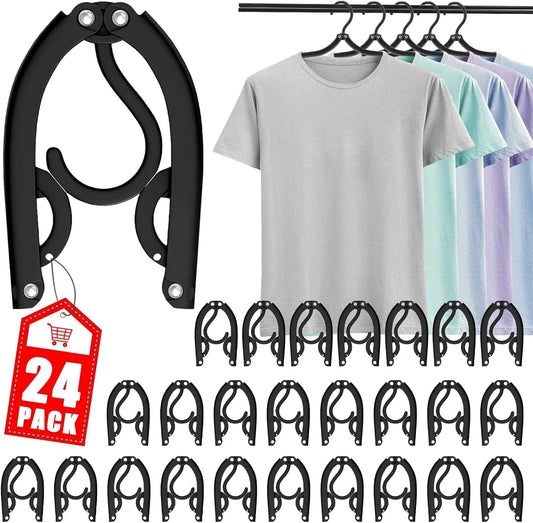 🎁 24 Pcs Travel Hangers - Portable  (Black) (100% off) Depsidy