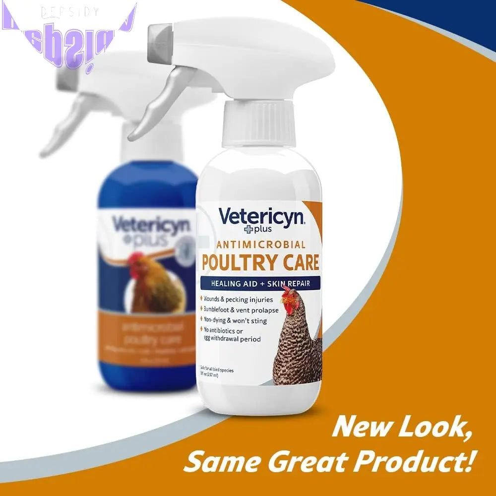 plus Poultry Care Spray | Healing Aid and Skin Repair for Chicken Wounds, Pecking Injuries, Bumblefoot, Vent Prolapses, and More. 8 Ounces