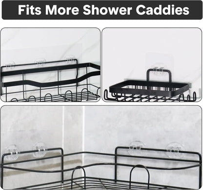 14 Pack Shower Caddy Adhesive Replacement, Strong Adhesive Hooks, Waterproof Shower Adhesive Strips, No Drilling, for Bathroom Storage Shelves and Kitchen Racks