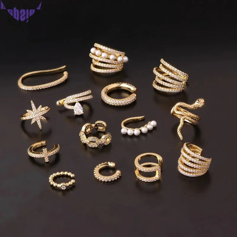 1PC Fake Piercing Ear Clip Stainless Steel Pearl Earrings Cuffs Ring Cartilage Conch Fake PIERC Jewelry for Women 2023 Trending