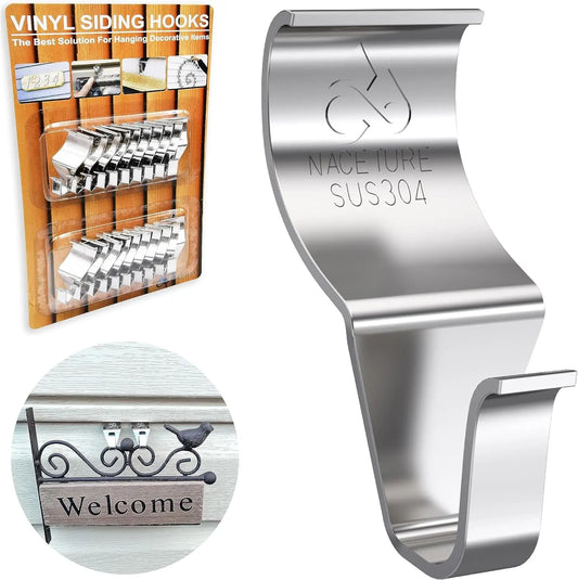 Vinyl Siding Hooks 20 Pack Heavy Duty Clips for Hanging on Patio, No Hole Need Command Outdoor Hook to Decor Wreath Things for Horizontal Siding