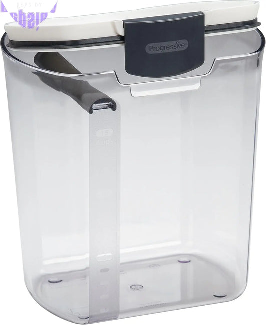 Progressive  Flour Storage Container 3.7 Litre | Airtight Silicone Seal | Removable Leveller | Easy-To-Read Measurement Markings | Holds 5Lb Bag of Flour | Durable Bpa-Free | Modern Look