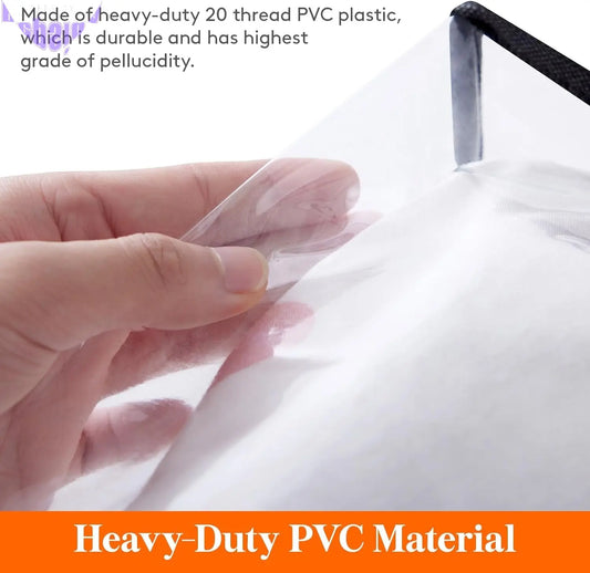 4 Pack Clear Plastic Storage Bags, 40L Foldable Clothes Storage Boxes Wardrobe Organizer Moving Bags with Reinforced Handle for Loft Wardrobe for Bedding Clothes Blanket Duvet