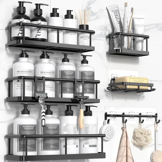 Shower Caddy, 100% Rustproof Shower Shelves for inside Shower, No Drilling Bathroom Organizers and Storage, 6 Pack Large Capacity Bathroom Caddy for Kitchen & Home Decor