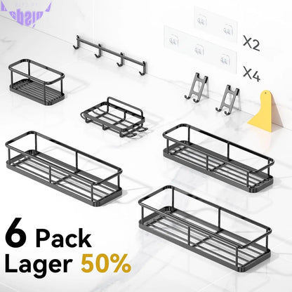 Shower Caddy, 100% Rustproof Shower Shelves for inside Shower, No Drilling Bathroom Organizers and Storage, 6 Pack Large Capacity Bathroom Caddy for Kitchen & Home Decor