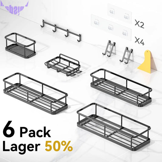 Shower Caddy, 100% Rustproof Shower Shelves for inside Shower, No Drilling Bathroom Organizers and Storage, 6 Pack Large Capacity Bathroom Caddy for Kitchen & Home Decor