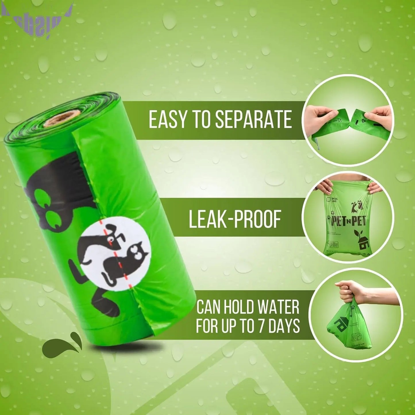 1080 Count Dog Poop Bags USDA Certified 41 Percent Biobased 60 Rolls of Strong & Thick Dog Waste Poo Bags 9X13 Green Unscented Poop Holder