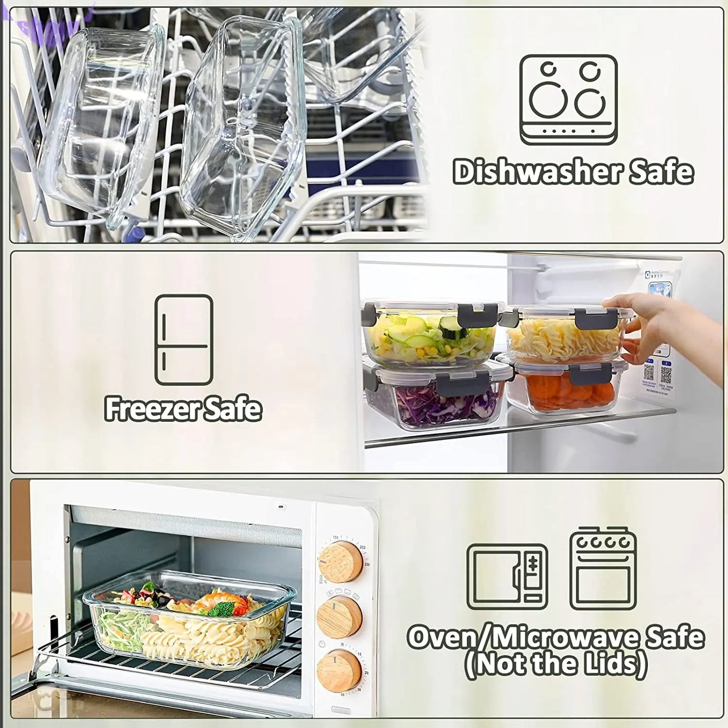 [8 Packs,30 Oz]Glass Meal Prep Containers,Mcirco Glass Food Storage Containers,Airtight Glass Lunch Containers with Lids - Bpa-Free Microwave, Oven, Freezer and Dishwasher Safe