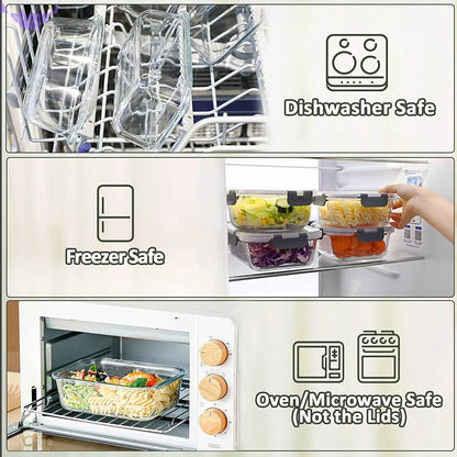 [8 Packs,30 Oz]Glass Meal Prep Containers,Mcirco Glass Food Storage Containers,Airtight Glass Lunch Containers with Lids - Bpa-Free Microwave, Oven, Freezer and Dishwasher Safe