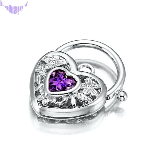 925 Sterling Silver Plated Purple Filigree Heart Locket - USA Made-0