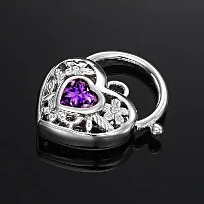 925 Sterling Silver Plated Purple Filigree Heart Locket - USA Made-2