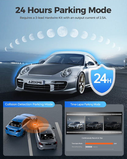 AZDOME 4K+1080P Dual Dashcam 5Gwifi GPS Front and Rear Recorder Camera Free Card