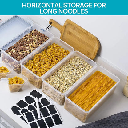 Airtight Food Storage Containers with Lids 4PCS Set 3.2L, Plastic Spaghetti Canisters for Pasta Organizer, BPA Free Air Tight Kitchen Pantry Organization