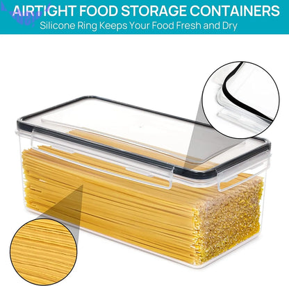 Airtight Food Storage Containers with Lids 4PCS Set 3.2L, Plastic Spaghetti Canisters for Pasta Organizer, BPA Free Air Tight Kitchen Pantry Organization