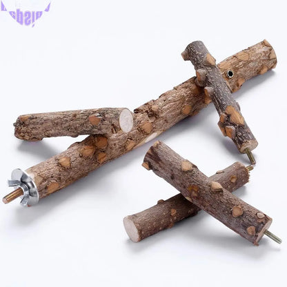 Bird Perch Nature Wood Stand for 3-4Pcs Small Parrots