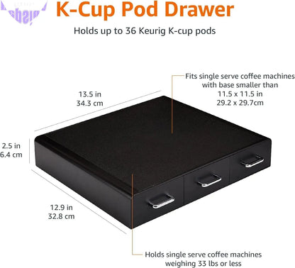Coffee Pod Storage Drawer for K-Cup Pods, 36 Pod Capacity, Black