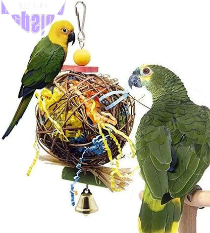 PINCHUANG 2 Pack Bird Chewing Toys Foraging Shredder Toy Parrot Cage Shredder Toy Foraging Hanging Toy for Cockatiel Conure African Grey Amazon