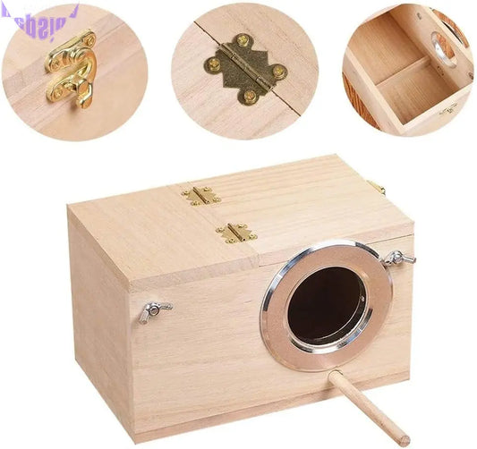 Pet Wood Parakeet Nest Box Bird House Breeding Nesting Bird Cage Box for Lovebirds Cockatiel Parrotlets