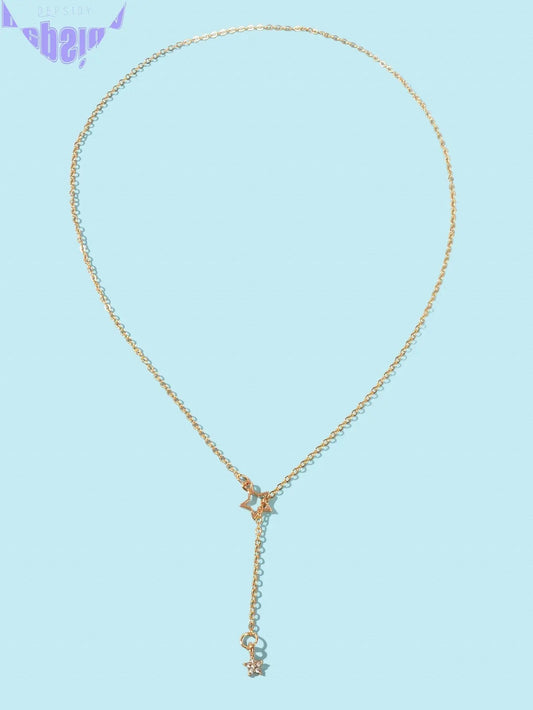Personalized Gold Chain Long Lariat Star Charm Adjustable Y Shape Drop Necklace-1