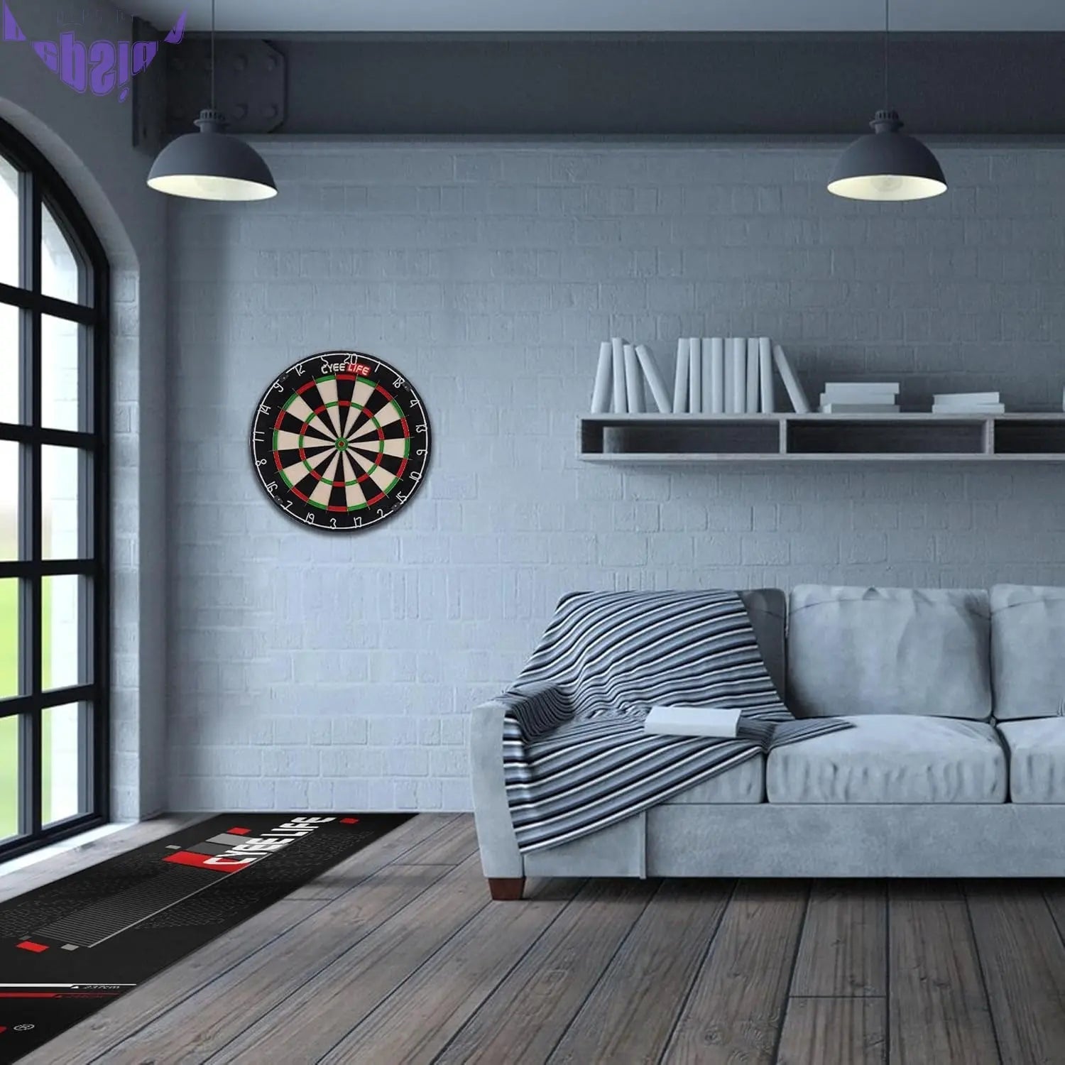 Darts Mat,297 X 66Cm Professional Non Slip Carpet Mats for Floor and Dart Tips Protection,Black