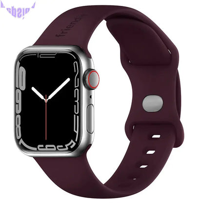 Silicone Sports Band Burgundy with Silver Pin - The Noosa Small - Compatible with Apple Watch Size 38mm to 41mm-0