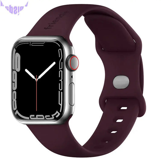 Silicone Sports Band Burgundy with Silver Pin - The Noosa Small - Compatible with Apple Watch Size 38mm to 41mm-0