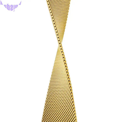 Stainless Steel Link Woven Mesh Infinite Loop Band - The Melbourne in Gold Large - Compatible with Apple Watch Size 42mm to 45mm-1