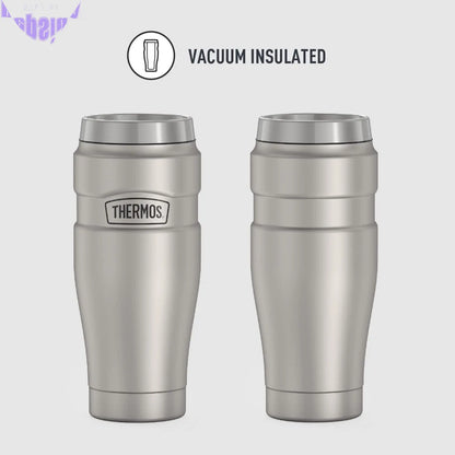 Stainless King Vacuum-Insulated Travel Tumbler, 16 Ounce, Matte Steel