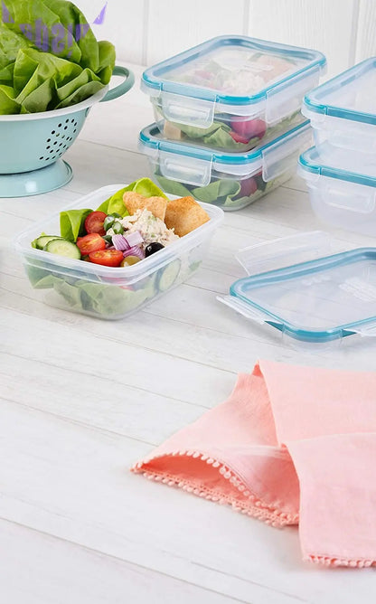 Total Solution 10-Pc Plastic Food Storage Containers with Lids, 3-Cup Rectangle Meal Prep Container, Non-Toxic, Bpa-Free Lids, Microwave, Dishwasher, and Freezer Safe, White
