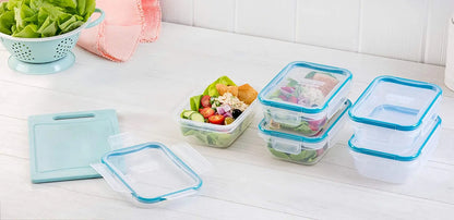 Total Solution 10-Pc Plastic Food Storage Containers with Lids, 3-Cup Rectangle Meal Prep Container, Non-Toxic, Bpa-Free Lids, Microwave, Dishwasher, and Freezer Safe, White