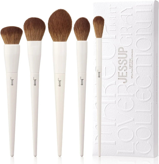 Unleash Your Inner Makeup Artist with the 5-Piece Vegan Brush Set - Fluffy Friends for Flawless Faces!