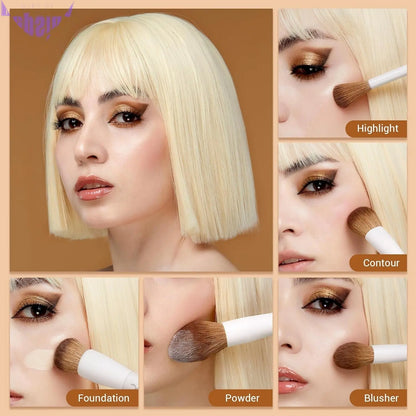 Unleash Your Inner Makeup Artist with the 5-Piece Vegan Brush Set - Fluffy Friends for Flawless Faces!