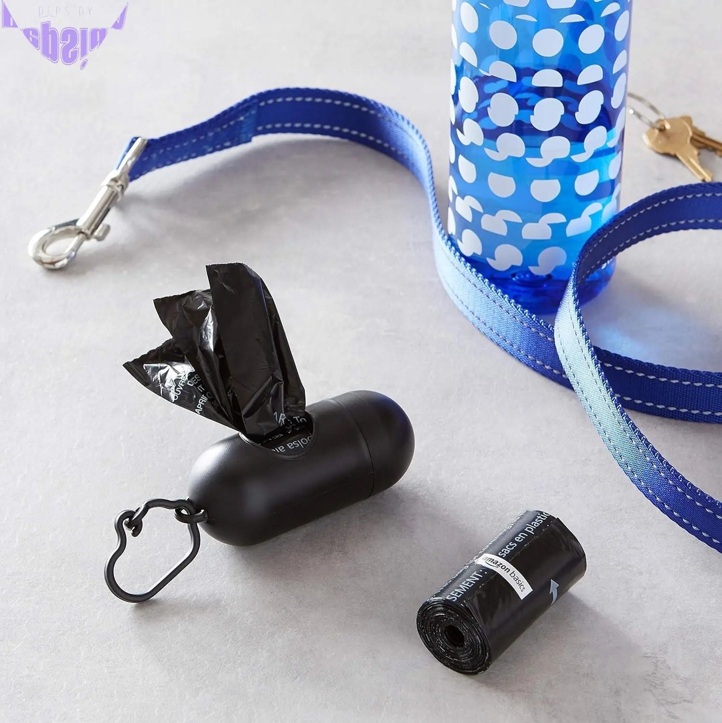 Unscented Standard Dog Poop Bags with Dispenser and Leash Clip, 33.02 X 22.86 CM, Black - 20 Rolls (300 Bags)