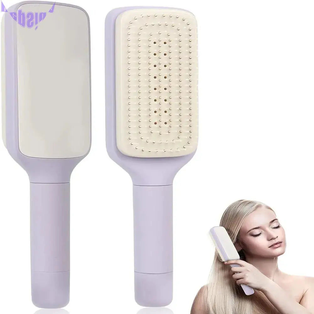 Vibe Geeks Anti-Static Massage Comb Scalable Rotate Lifting Self Cleaning Hairbrush-0