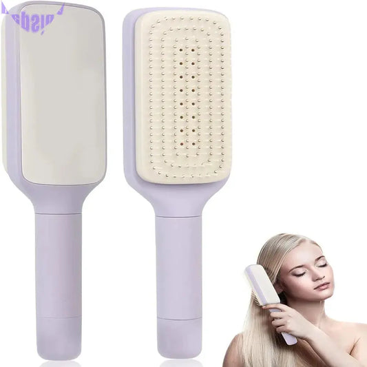 Vibe Geeks Anti-Static Massage Comb Scalable Rotate Lifting Self Cleaning Hairbrush-0