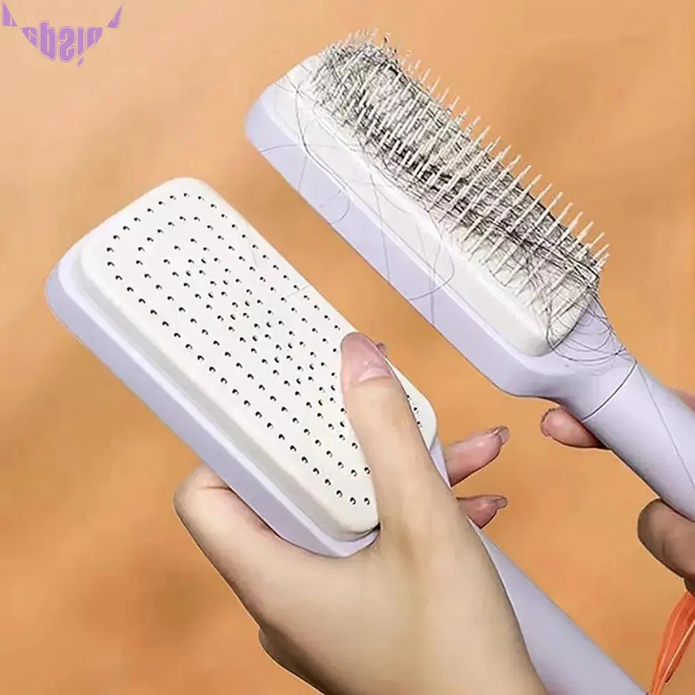 Vibe Geeks Anti-Static Massage Comb Scalable Rotate Lifting Self Cleaning Hairbrush-3