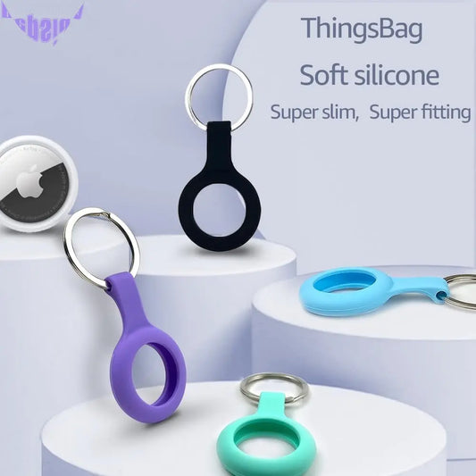 Airtags 4 Pack Apple Holder for Keychain, Lightweight Cases with 4 Cute Colors for Apple GPS Tracker, Silicone Cover for Tracker with Keyring, Soft Apple Airtag Holder