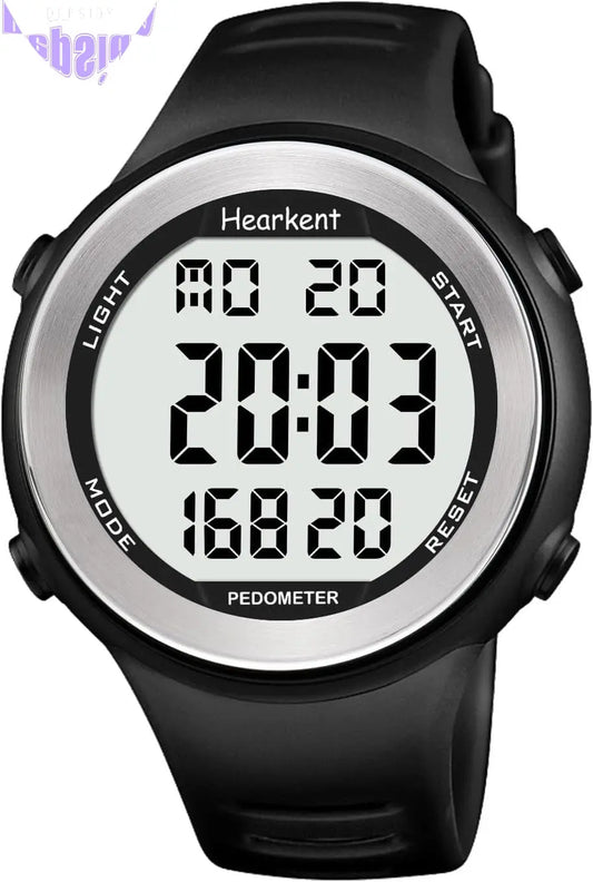 Waterproof Pedometer Watch for Senior Non Bluetooth No App Required Sport Watch with Step Counter Calories and LCD Large Numbers…